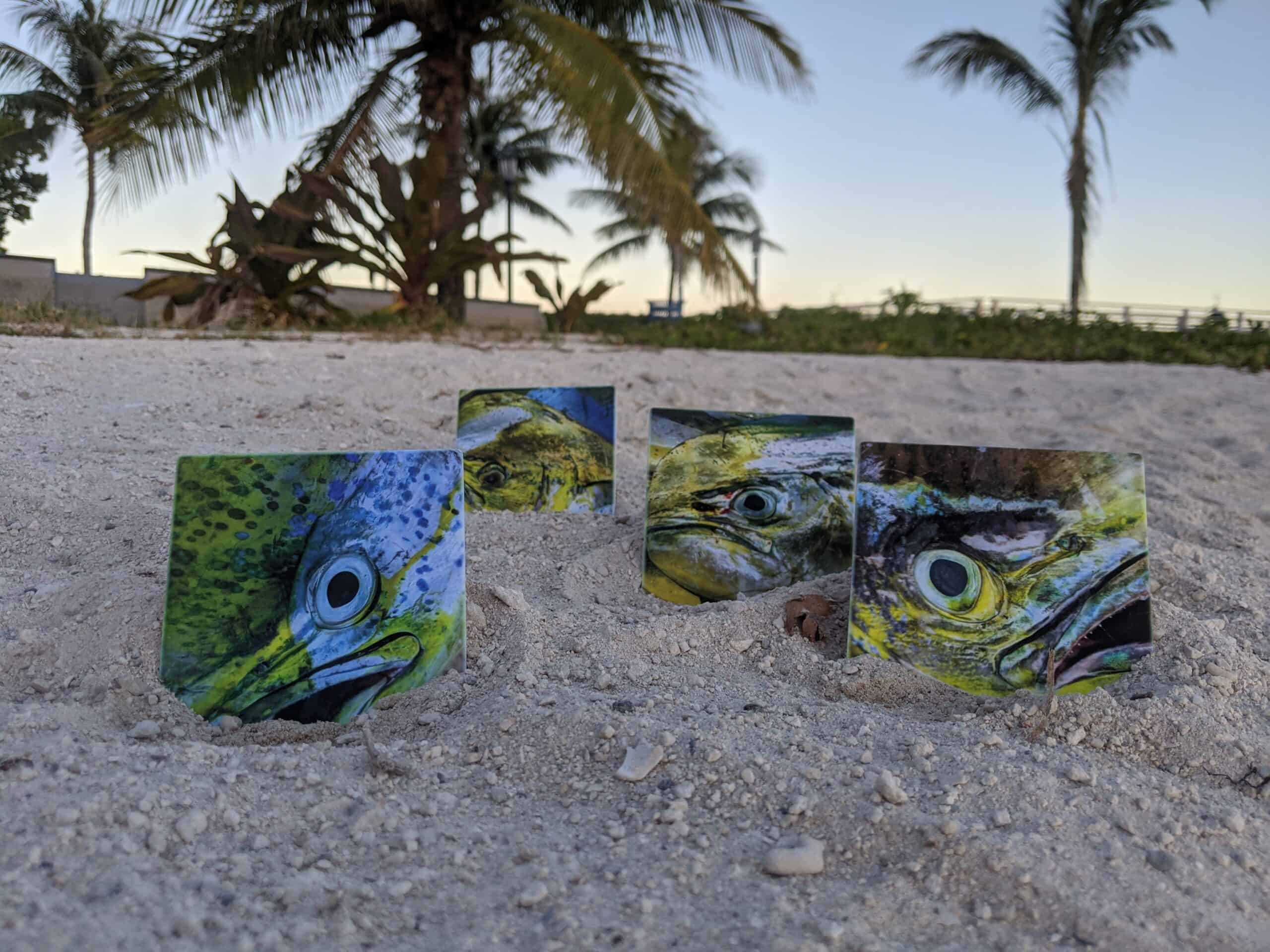 Mahi ceramic coasters Key West